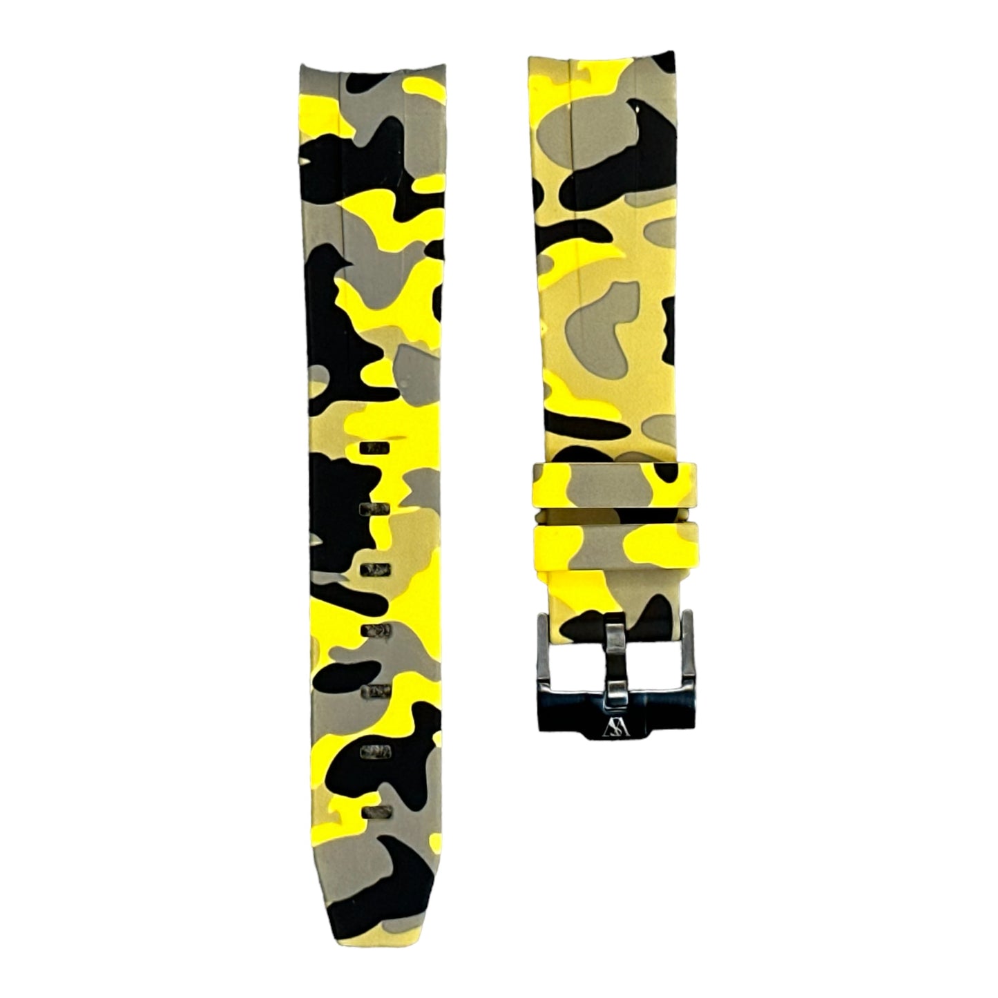 Curved Camo Rubber Strap - Yellow Camo