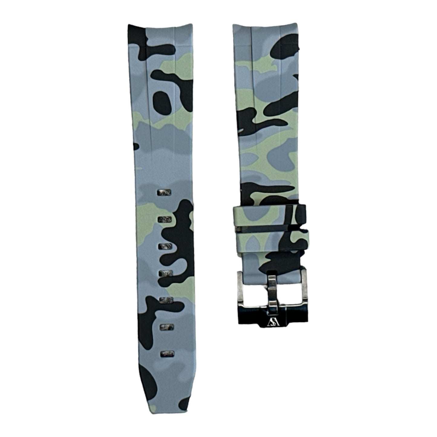 Curved Camo Rubber Strap - Grey Camo