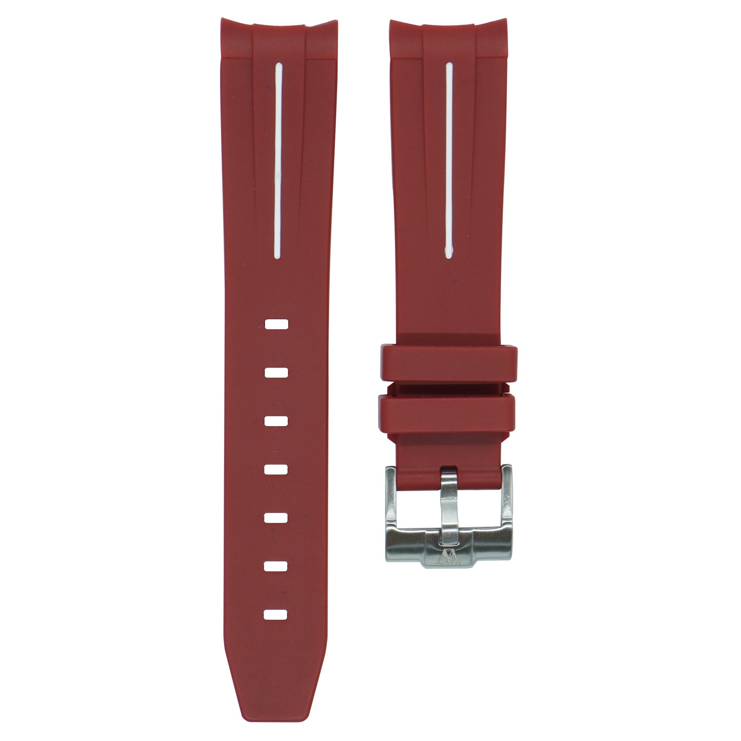 Curved Rubber Strap - Burgundy - Watch Snob