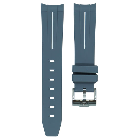 Curved Rubber Strap - Grey & White Stripe - Watch Snob