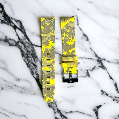 Curved Digital Camo Rubber Strap - Yellow