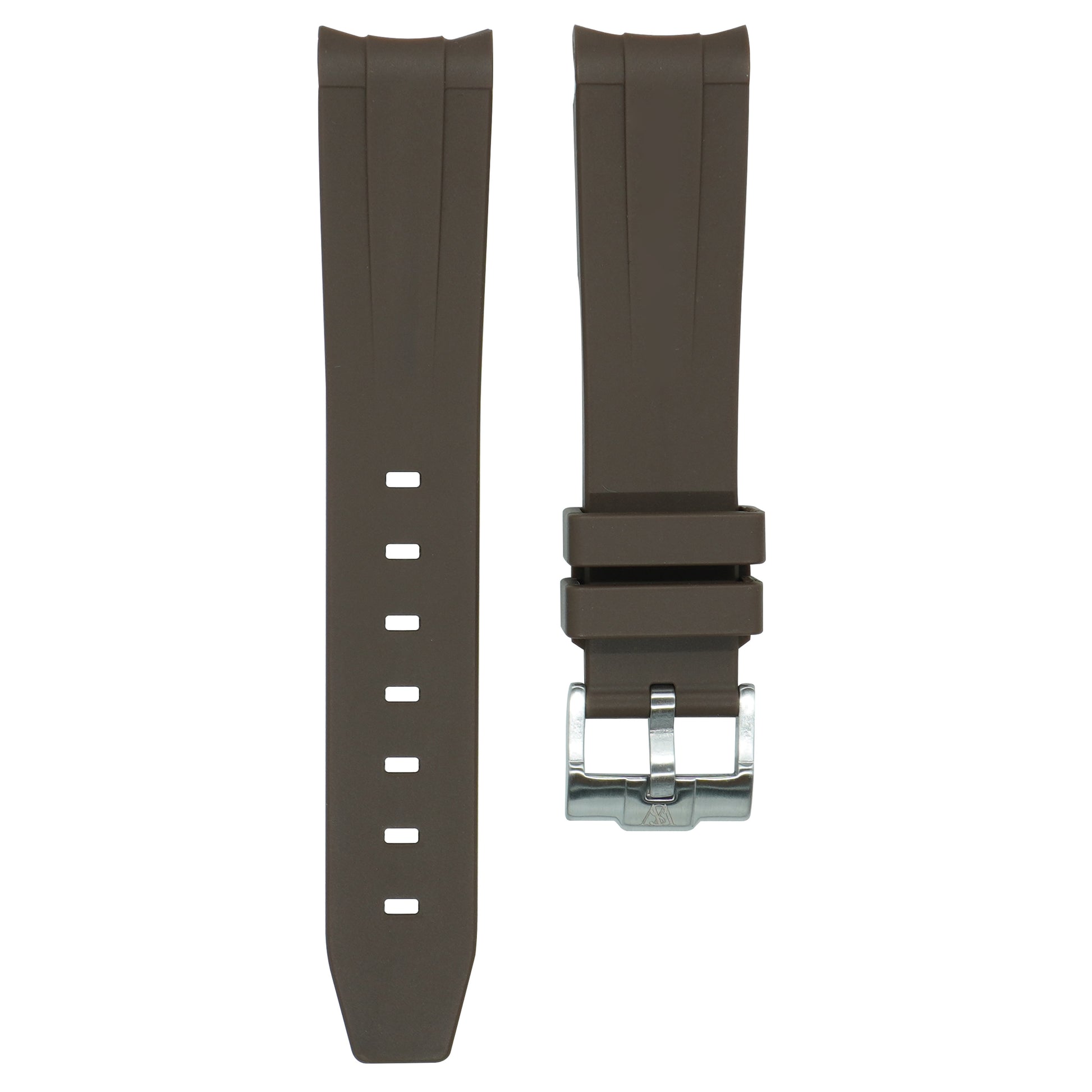 Curved Rubber Strap - Brown - Watch Snob