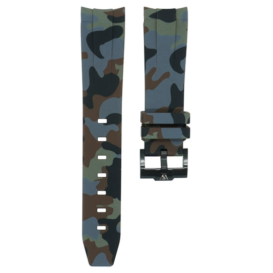 Curved Camo Rubber Strap - Brown Camo - Watch Snob